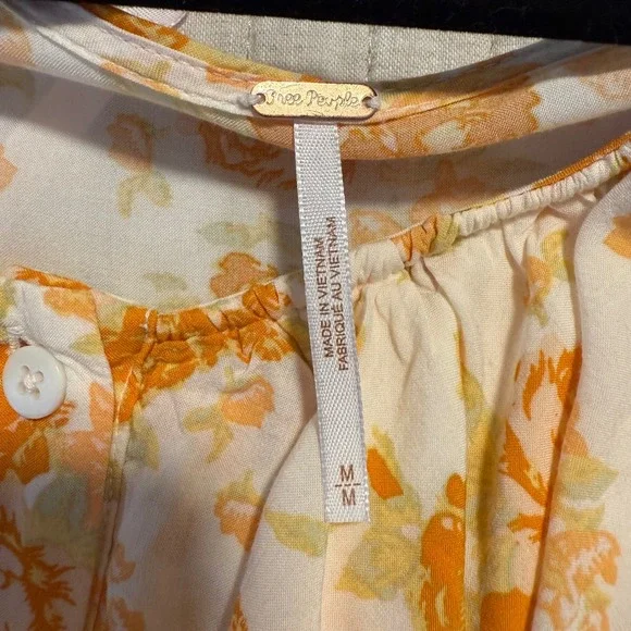 Free People Loretta Tunic Top Oversized Ruffle Tea Combo Floral Boho Chic Medium - Picture 6 of 14